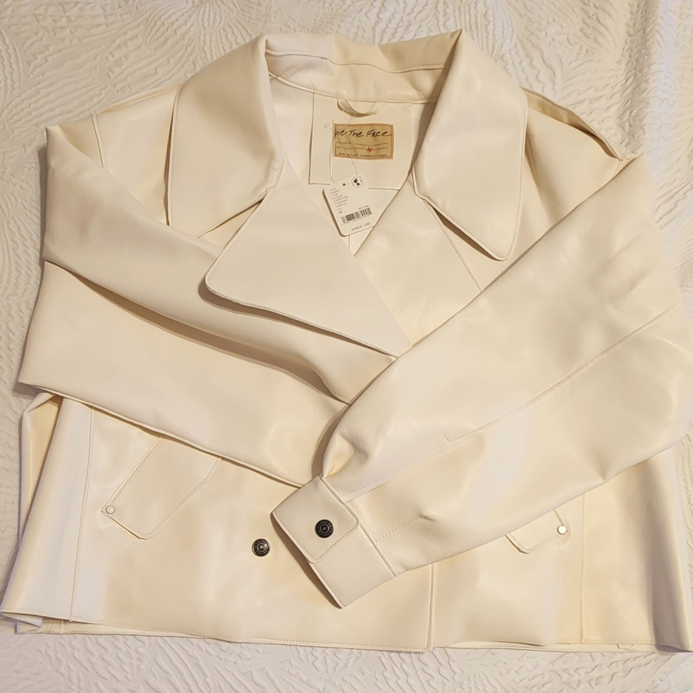 NWT Free People Alexis Vegan Leather Jacket white medium - Picture 12 of 14